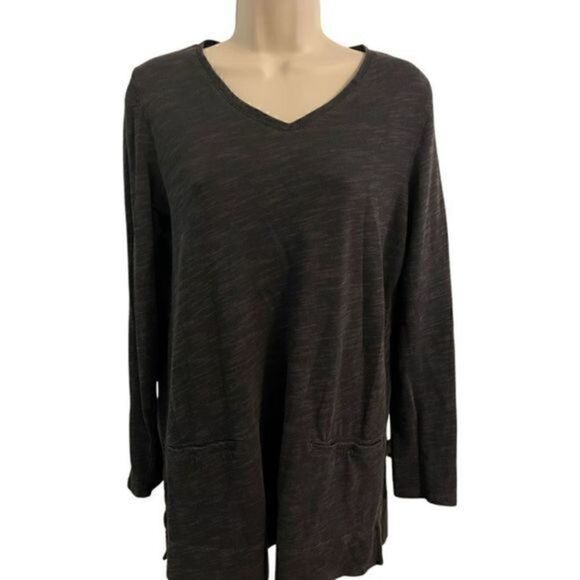 J. Jill Charcoal Gray Cotton Long Sleeve Top.  Size Small. - Picture 1 of 5